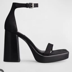 Rag & Bone Matrix Black Suede Ankle-Strap Platform Sandals | 10